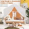Costway Kid's Play Tent Toddler Playhouse Castle Solid Wood Frame with Washable Mat Orange/Pink